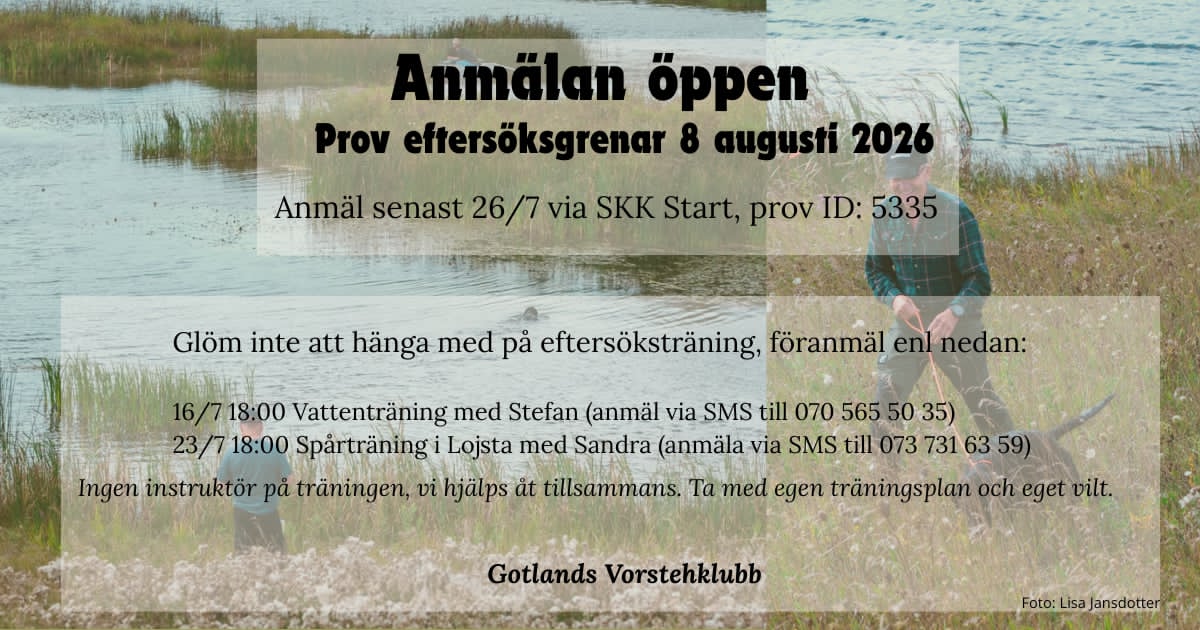 Prov Eftersöksgrenarna 2026